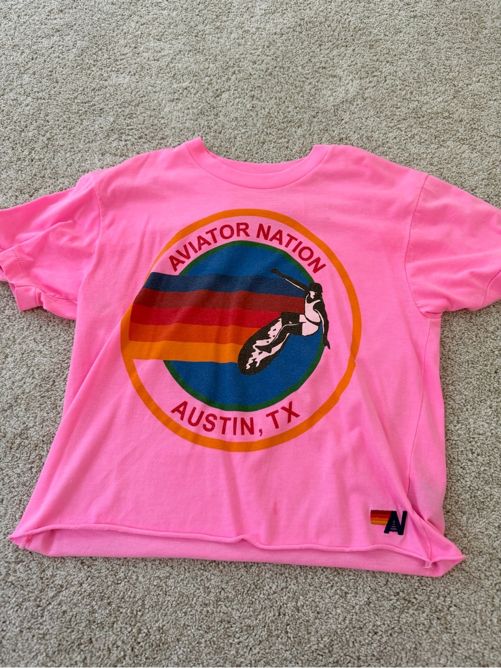 Aviator Nation Pink Retro Surf Logo Tee